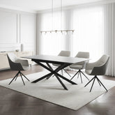 Azzurra Grey Sintered Stone Extending Dining Table with Porto Swivel Dining Chairs - Pendle Village Furniture